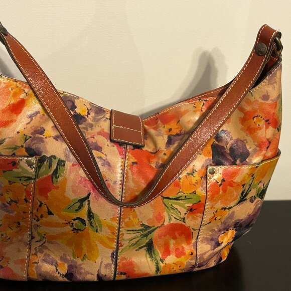 PATRICIA NASH Multi-Color Floral Print Italian Leather Shoulder Handbag - Picture 4 of 10